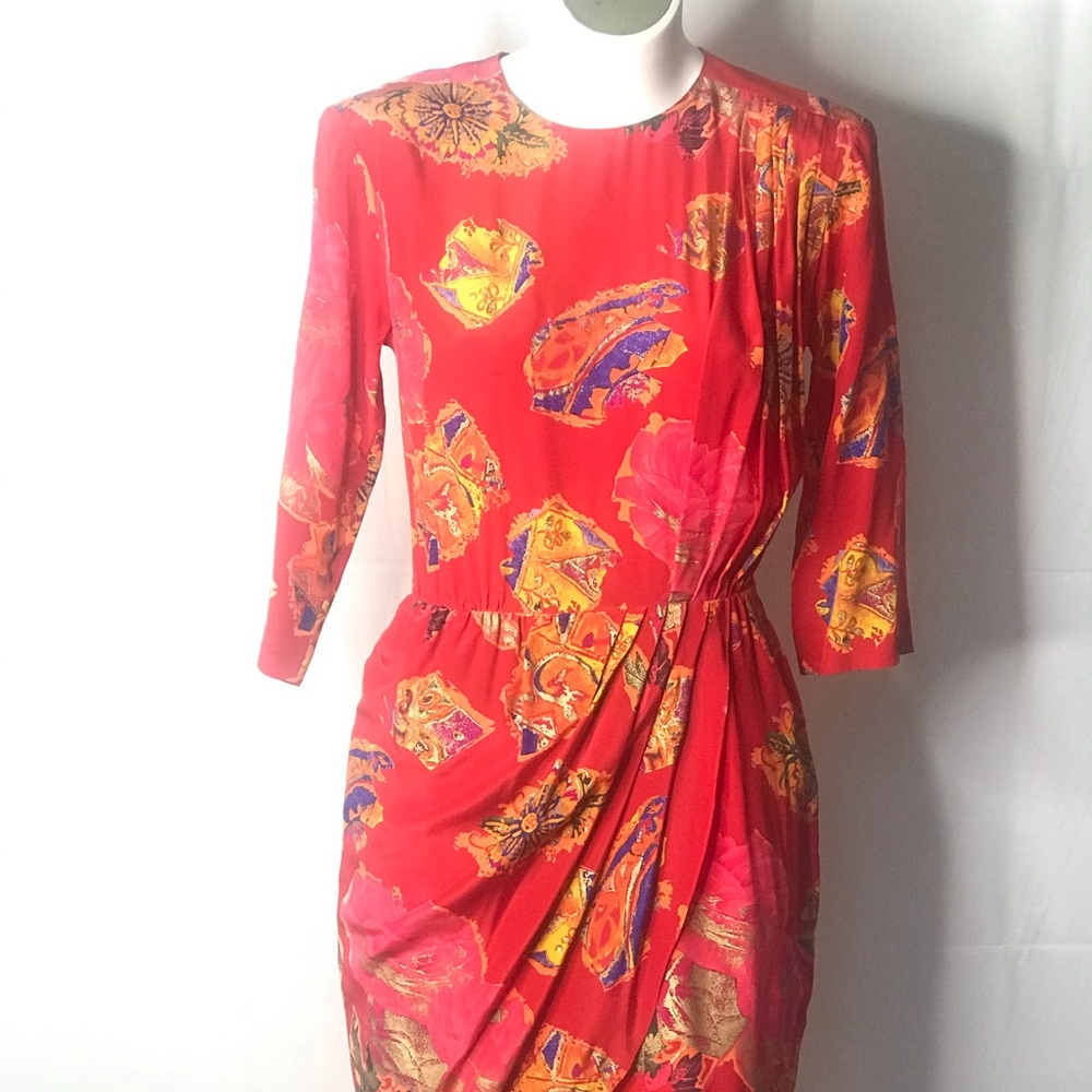 Vintage Louis Féraud silk dress size 6 Germany - Picture 2 of 15